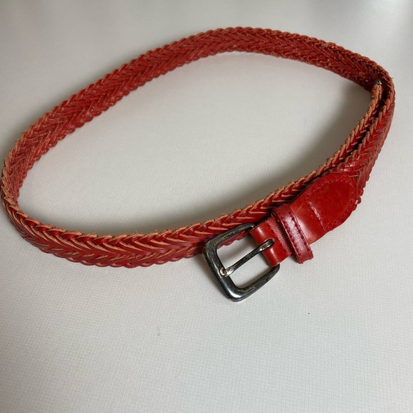 Esprit red braided belt genuine leather - Picture 1 of 5